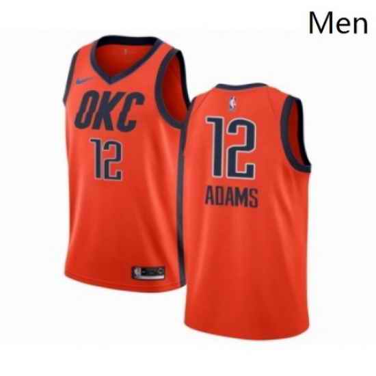 Mens Nike Oklahoma City Thunder 12 Steven Adams Orange Swingman Jersey Earned Edition